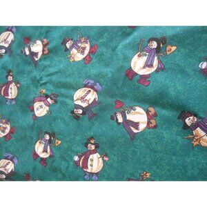 green snowman snowmen fabric material Country Primitive Folk Christmas